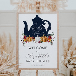 Poster Un bébé brasse le Baby shower Citrouille d'automne