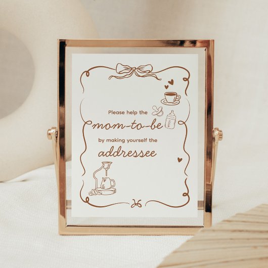 Poster Un bébé café prépare le panneau de la station d'en