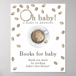 Poster Un bébé prépare des livres pour bébé