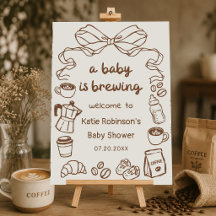 Un bébé prépare du café Baby Shower Bienvenue
