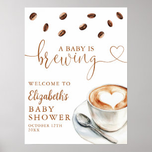 Poster Un bébé prépare un café Baby Shower de bienvenue