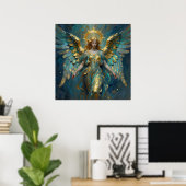 Poster Un bel ange en or et turquoise (Bureau à domicile)