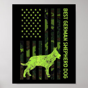 Poster Un berger allemand en détresse Drapeau américain C