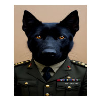 Un berger allemand noir en uniforme militaire