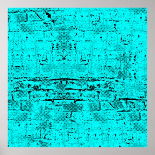 Poster Un bleu turquoise grinçant sans couleur. Éléments (Devant)