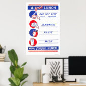 Poster Un bon déjeuner bien manger 1941 WPA (Bureau à domicile)