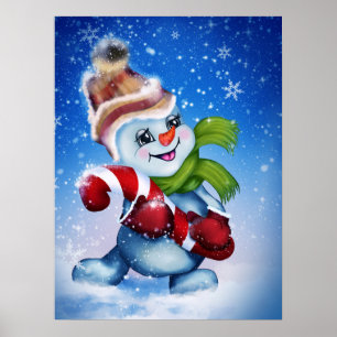 Poster Un bonhomme de neige festif