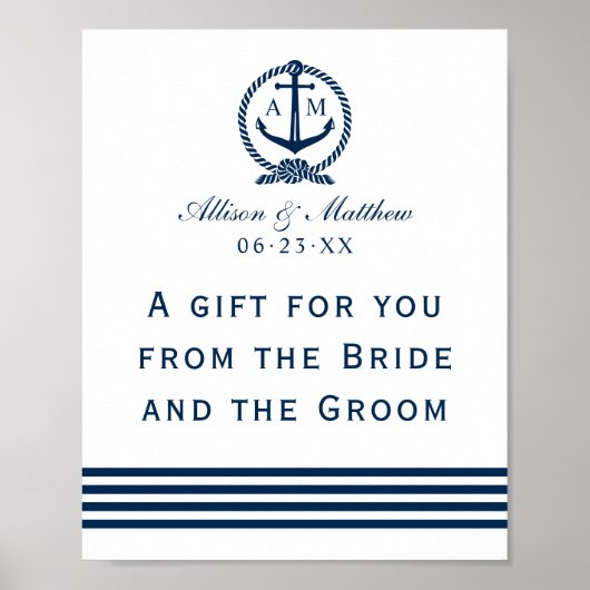 Poster Un cadeau pour vous marine Mariage nautique Faveur (Devant)