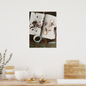 Poster Un café chaud avec du livre et des haricots (Cuisine)