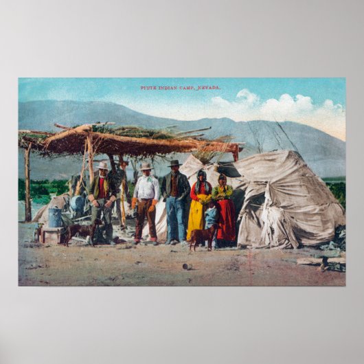 Poster Un camp indien Piute avec les indigènes du Nevada (Devant)