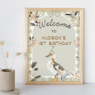 Poster Un canard chanceux mignon canard En vichy 1er anni