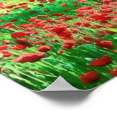 Poster Un Champ D'Art Paysager Fleur sauvage Rouge (Coin)