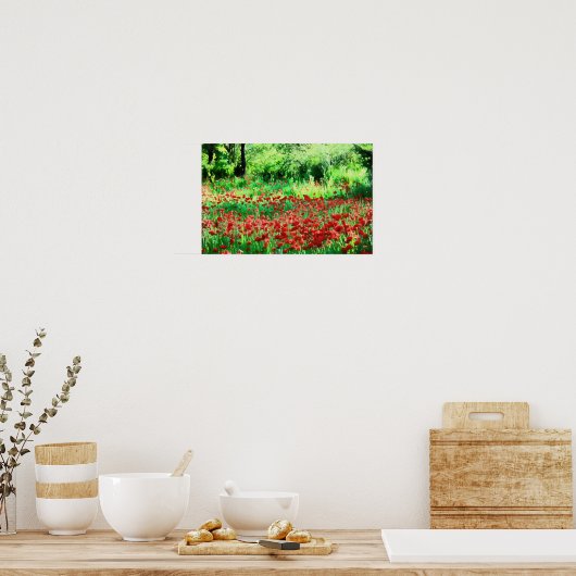 Poster Un Champ D'Art Paysager Fleur sauvage Rouge (Cuisine)