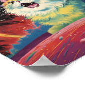 Poster Un Chat Blanc Fluffé dans l'espace (Coin)