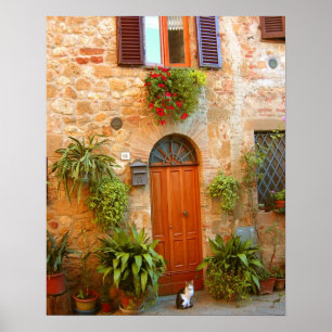 Poster Un chat cherche l'entrée chez lui à Pienza, en I