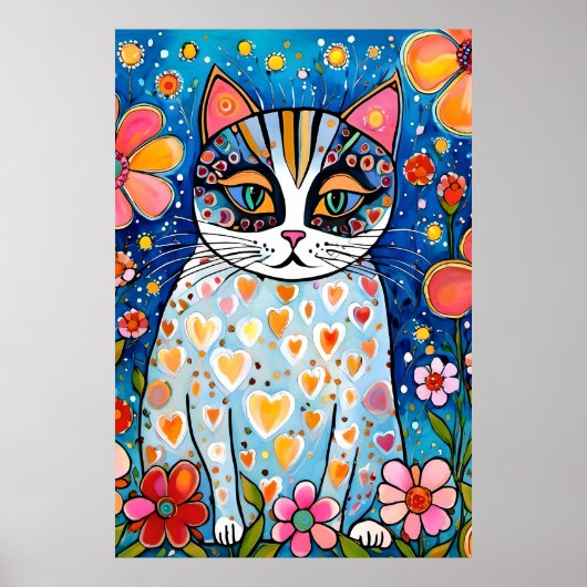 Poster Un Chat Coloré (Devant)