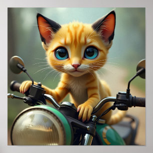 Poster Un chat jaune aux oreilles noires et aux grands ye