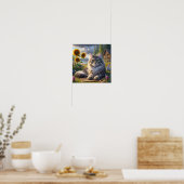 Poster Un chat Tabby posé dans une campagne paisible (Cuisine)