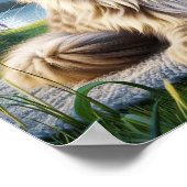 Poster Un chat Tabby posé dans une campagne paisible (Coin)