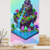 Poster Un château d'île de rêve avec cascades (Cuisine)