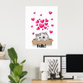 Poster Un chaton mignon qui regarde hors d'une boîte (Bureau à domicile)