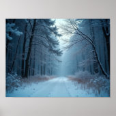 Poster Un chemin serein à travers une forêt enneigée (Devant)