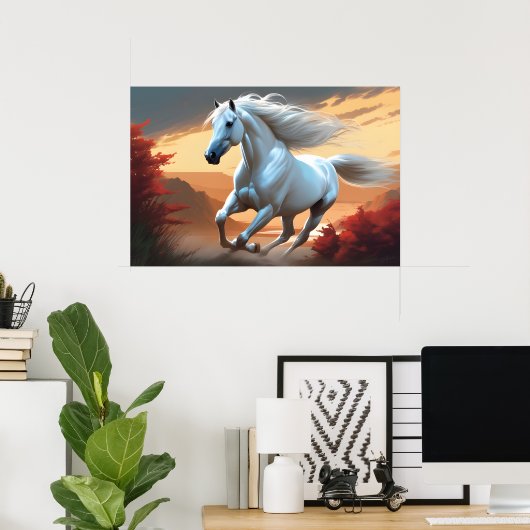 Poster Un cheval blanc (Bureau à domicile)