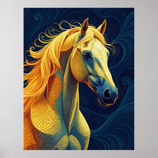 Poster Un cheval bleu jaune (Devant)