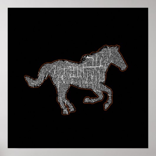 Poster un cheval noir (Devant)