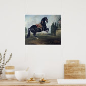 Poster Un cheval noir exécutant la Courbette (Cuisine)