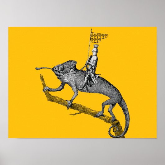 Poster Un chevalier chevauchant un caméléon (Devant)