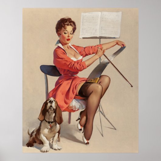 Poster Un Chien Apprenant Une Chanson En Haut (Devant)