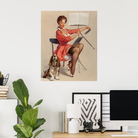 Poster Un Chien Apprenant Une Chanson En Haut (Bureau à domicile)