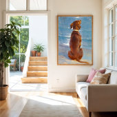 Poster Un chien brun assis par P.S. Kroyer