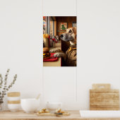 Poster Un chien mignon au Diner (Cuisine)