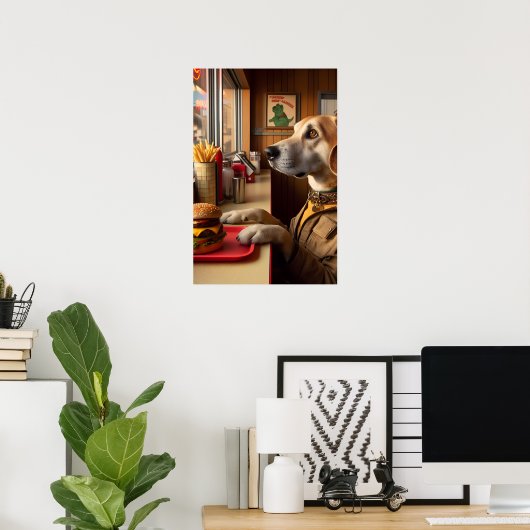 Poster Un chien mignon au Diner (Bureau à domicile)