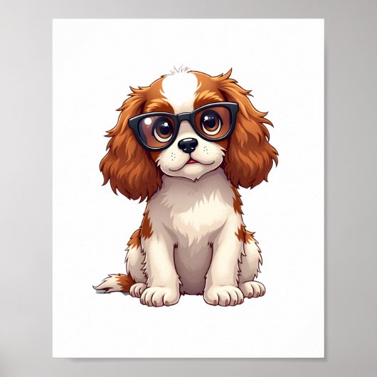 Poster Un chien mignon, le roi Charles Spaniel (Devant)