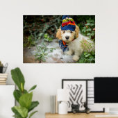 Poster Un Chiot De Cavacon Doux Dans Un Casquette D'Hiver (Bureau à domicile)