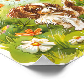 Poster Un chiot sous les papillons (Coin)