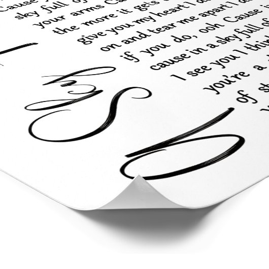 Poster Un Ciel Plein D'Étoiles Chanson De Script Blanc Im (Coin)