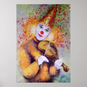 Poster Un clown doux jouant du violon