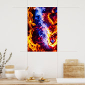 Poster Un coeur dans le feu de cheminée (Cuisine)