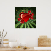Poster Un coeur et un Rose (Cuisine)