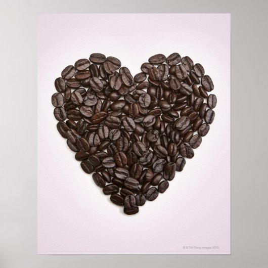 Poster Un coeur fait de grains de café (Devant)