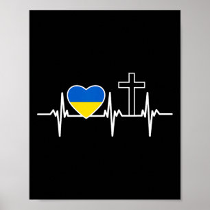 Poster Un cœur pour Jésus et l'Ukraine - Vêtements chréti