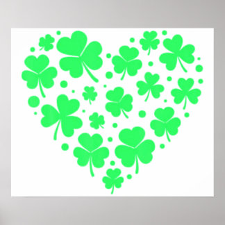Poster Un coeur Shamrock irlandais chanceux