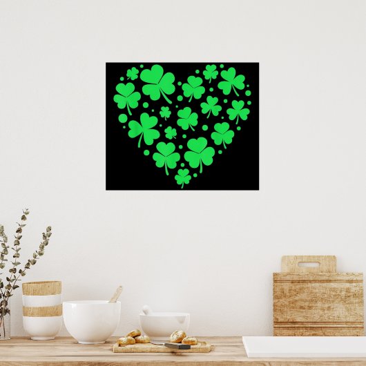 Poster Un coeur Shamrock irlandais chanceux (Cuisine)