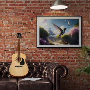 Poster Un colibri prend son envol