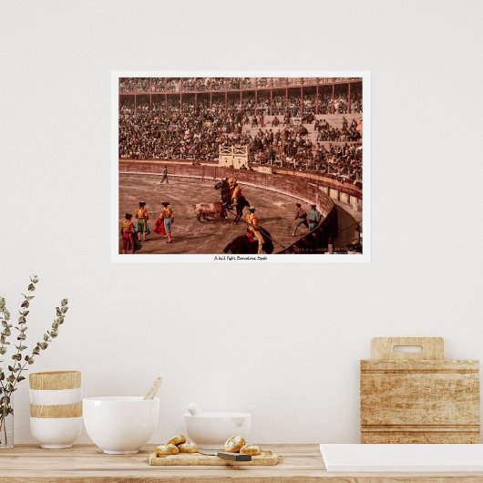 Poster Un combat de taureaux, Barcelone, Espagne (Cuisine)