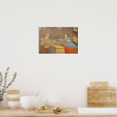 Poster Un commerçant de tissus mesure des tissus (Cuisine)